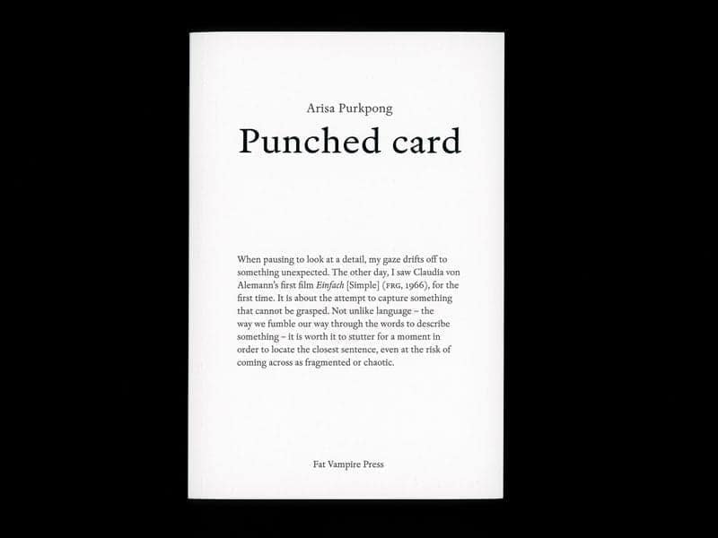 Arisa Purkpong, Claudia von Alemann, Anna R. Winder, Fiona Berg, Jana Buch, Punched Card (Book launch and screening)